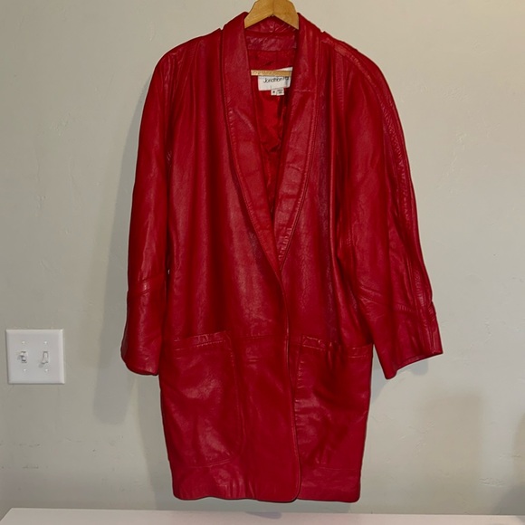 Jonathon Paris Jackets & Blazers - Jonathon Paris Red Leather Oversized Vintage Statement Jacket Made in USA